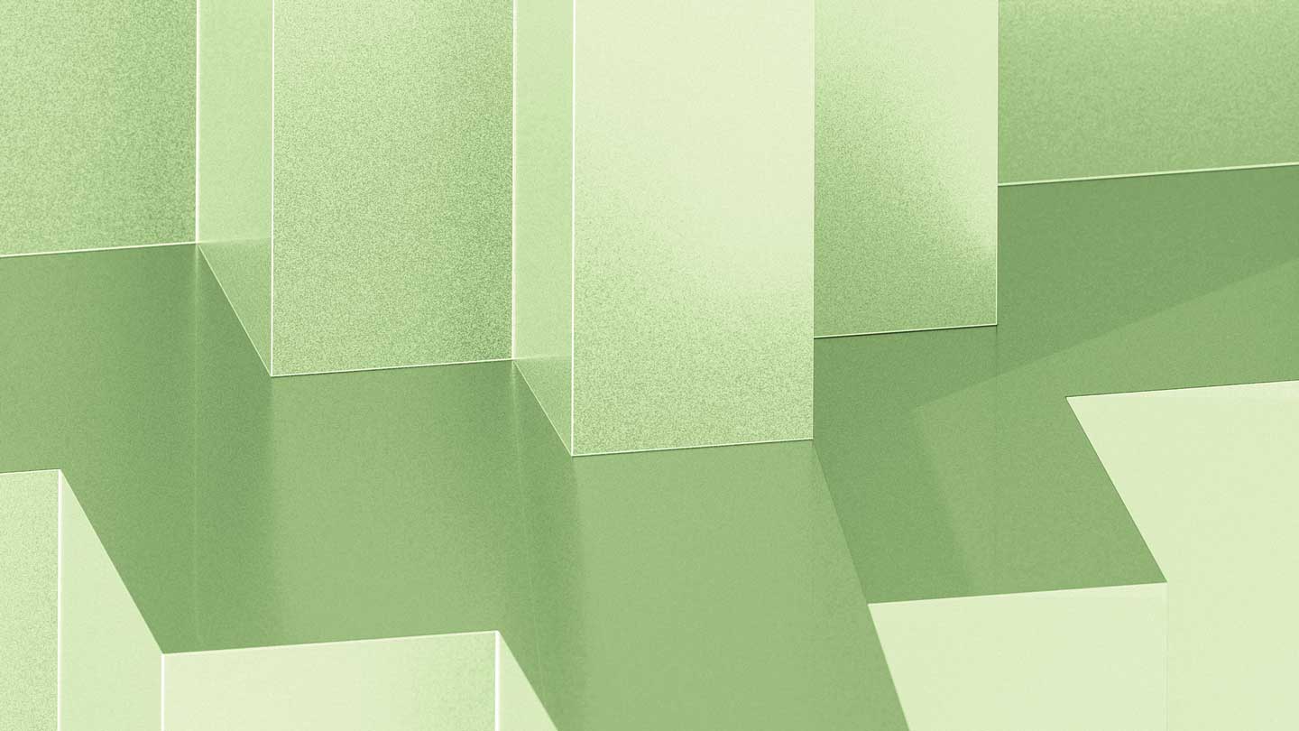 Abstract green stairs graphic with grain and shadows